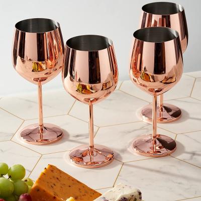 China Sustainable Red Wine Gift Set Custom Long Stem 500ml 304 Gold Stainless Steel Tumbler Wine Glasses for sale