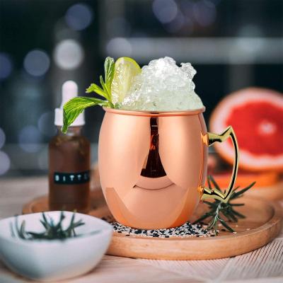 China Viable Wholesale Gift Set Cocktail Handle Stainless Steel 16oz Moscow Mule Mug Pure Copper Brass Drinking Mug for sale