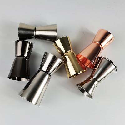 China Sustainable Customizable Bar Tools Silver Stainless Steel Wine Ring Measure Cup Double Bar Cocktail Jigger for sale