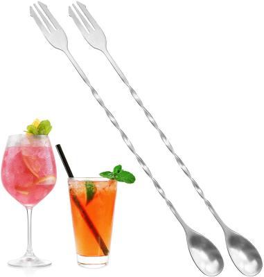 China Durable Long Handle Stirring Twisted Cocktail Mixing 304 Stainless Steel Bar Spoons for sale