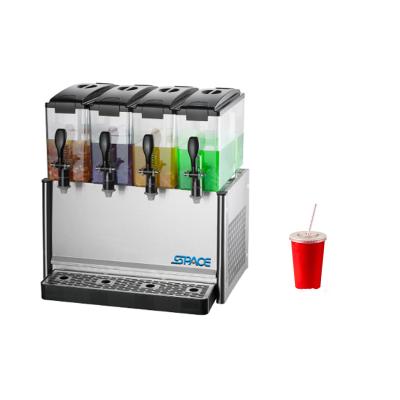 China 304 Stainless Steel Commercial Cooler Fruit Juice Mixing 4 Tanks 12L*4 Cooling Drink Dispenser for sale