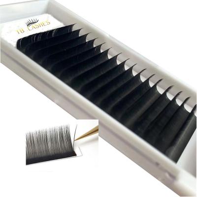 China 0.15/0.20mm Super Soft Fluffy Flat Lashes Split To Tip Thin Curly Lashes Oval Flat Eyelash Extensions for sale