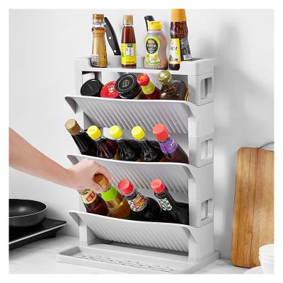 China White Seasoning Rack Kitchen Storage Rack Hot Selling Multifunctional Plastic Organizer Spice Rack Viable Storage Rack for sale