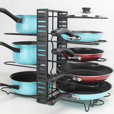 China Creative Multi-Function Bilateral Multi-Layer Storage Rack Kitchen Folding Pot Holder Holding Pot Bilateral Rack for sale