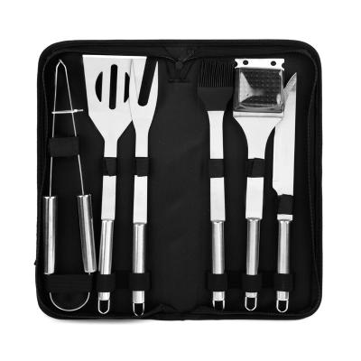 China Amazon Hot Sale Easily Cleaned Stainless Steel BBQ Tools Grilling Tool Kit 6pcs BBQ Grill Utensil With Cloth Bag Package for sale