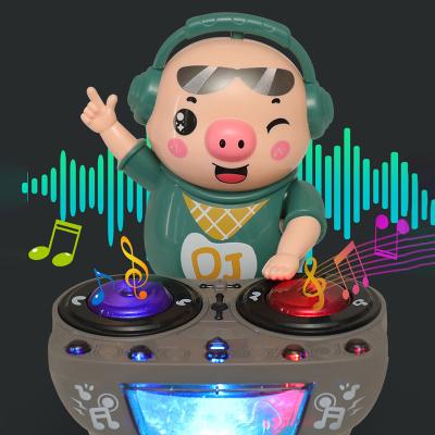 China Hot Selling Light Music Electronic Music Funny Dance Plays Piggy Electric DJ Toy Led Light Toys Record For Children for sale