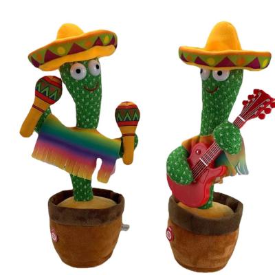 China 3 Songs+Dancing 2021 Wholesale Hot Sale Cactus Plush Toy Electric Singing Guitar Rattle Dancing Cactus Toy English for sale