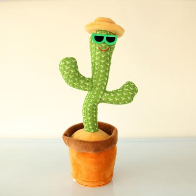 China 3 Songs+Dancing 2021 English Singing Cactus Hot Selling Dancing Toy With Straw Hat Soft Plush Electric Toys Stuffed Toy for sale