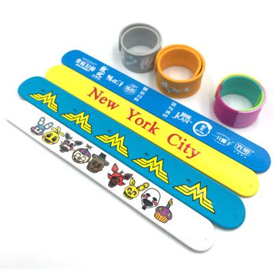 China Other 2022 Hot Sale Free Samples Custom Logo Text No Minimum Silicone Slap Wristband for sale