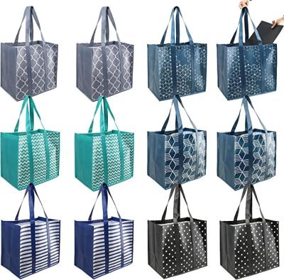 China Eco-friendly Extra Large Shopping Grocery Bags With Handles Colorful Woven Waterproof Reusable Nonwoven Plastic Bag Laminated Shopping Bag for sale