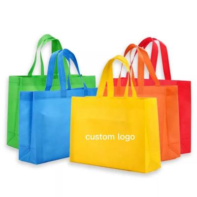 China Promotional Green Laminated Nonwoven Logo Print Eco-Friendly Custom Non-Woven Reusable Nonwoven Grocery PP Tote Shopping Cloth Bag With Eco for sale