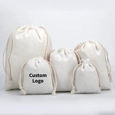 China Durable Eco Canvas Printed Cotton Suction Canvas String Bags Packaging Custom Logo Drawstring Bag for sale