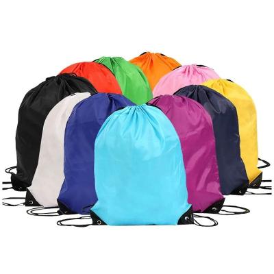 China Custom Logo 210D Polyester Travel Durable Gym Bag Waterproof Drawstring Backpack Drawstring Bag for sale