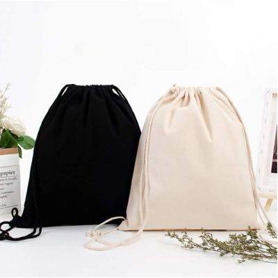 China Durable Eco Canvas Printed Cotton Suction Canvas String Bags Packaging Logo Drawstring Bag Backpack Custom Made for sale