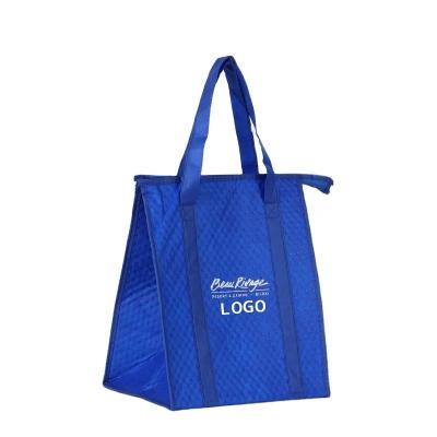 China Waterproof Wholesale Promotional Custom Printed Eco Friendly Portable Thermal Nonwoven Insulated Cooler Bag Lunch Bag for sale