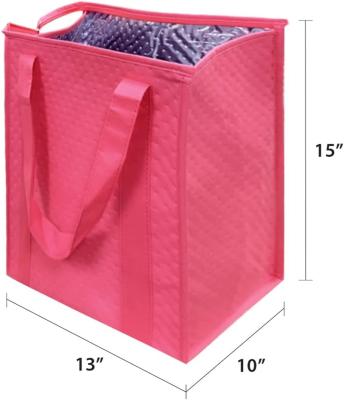 China Custom Good Quality Outdoor Insulated Large Nonwoven Waterproof Tote Grocery Shopping Bag Cooler Bag For Food for sale