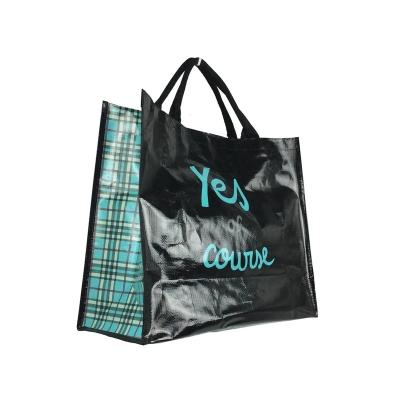 China Customized Printing Reusable Non Woven Grocery Shopping Durable / Reusable / Waterproof RPET Shopping Tote Bag pp Laminated Woven Bag for sale