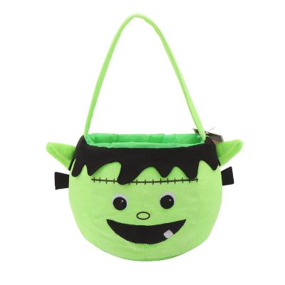 China Wholesale Candy Bag Frankenstein Halloween Basket Trick or Treat Activity Decoration Monogram Party Decoration for Sweets for sale