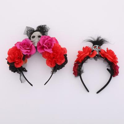 China Mexican Halloween Headband Cosplay Halloween Flower Headband Skulls Headbands Party Activity Decoration Day of The Dead Costume Floral Headpiece for sale