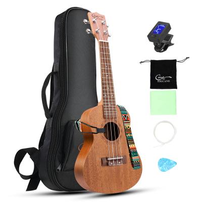 China Hricane concert mahogany ukulele 23 inch mahogany ukuleles for beginners with gig bag strings for sale