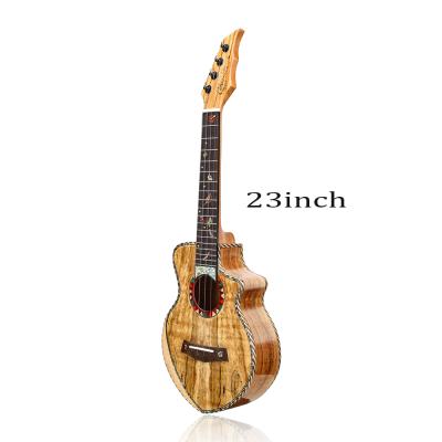 China Spalted Spalted Maple OEM Hricane Concert Height Solid Top Glossy Armrest Solid Maple Ukulele For Makers for sale