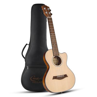 China Solid Fir Hricane Tenor Cutaway Ukulele Spruce Side Extra Thin Light Walnut 27 Inch and Travel Back Ukulele For Beginner for sale