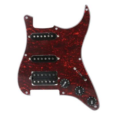 China RED SSH 9 Hole GUITAR Prewired Guitar Pickup Stratocaster SSH Scale Shell 3ply Pickguard Kit For Damper Stratocaster Guitar for sale