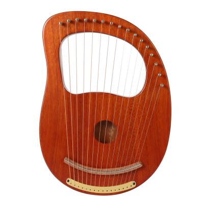 China Mahogany Hricane Musical Instrument Wooden Portable Mahogany 16 Strings Lyre Harp for sale