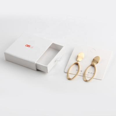 China Eco-friendly Custom Logo Small White Drawer Jewelry Circle Earring Rigid Paper Box for sale