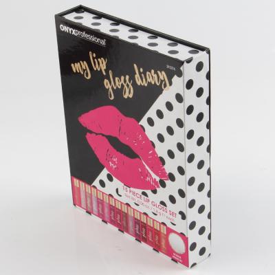 China Recyclable Custom Black Clamshell Lip Gloss Boxes Mangentic Packaging for sale