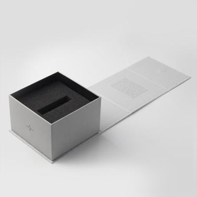 China Recyclable Luxury Custom Gray Magnetic Cardboard Clamshell USB Drive Flash Box for sale