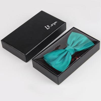 China Recyclable Plain Black Paper Gift Box With Stamped Logo , Paper Gift Box For Bow Tie Packaging for sale