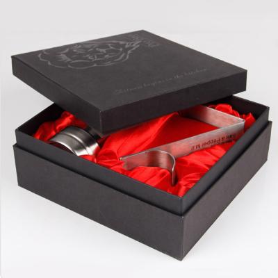 China Handmade Custom Design Lid Off Packing Box Silk Fabric Inside Foam Tray Paper Box for sale