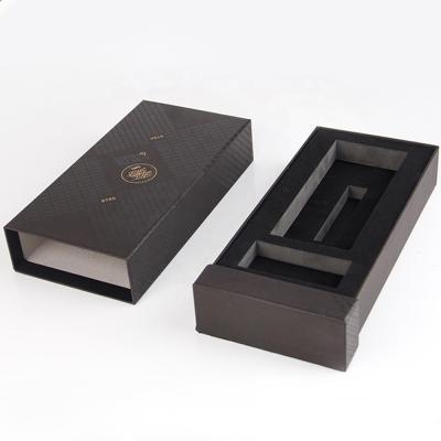 China Recyclable Custom Drawer Style Black Paper Gift Box With Sleeve for sale