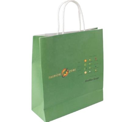 China Recyclable Custom Luxury Green Kraft Bag With Twist Handle for sale