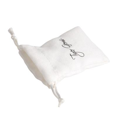 China Recyclable White Luxury Jewelry Drawstring Pouch Bag With Logo for sale