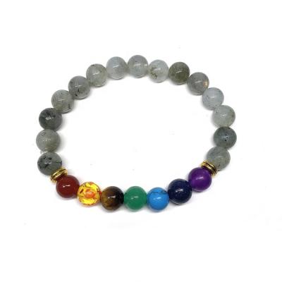 China Na Hotsale Gemstone Seven Chakra Beads Bracelet 8mm Natural Labradorite Seven Stone Bracelet for sale