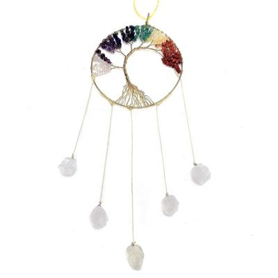 China Hanging of Na Ornaments Life Seven Chakra Tree Suncatcher with Lemon Crystal Wind Chimes for Decoration for sale