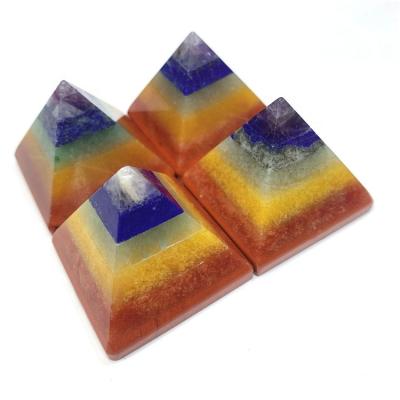 China Na Wholesale 7 Chakra Pyramid Stone Orgone Pyramid Bonded Layered Pyramid for sale