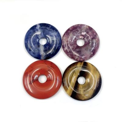 China Na Natural Gemstone Donut Pendant 40mm Style Mixed Gemstone Sodalite Donut for sale