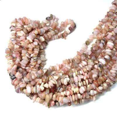 China Na 34 Inch Natural Pink Opal Beads Irregular Shaped Drilled Chips Pink Opal Loose Gemstone for sale