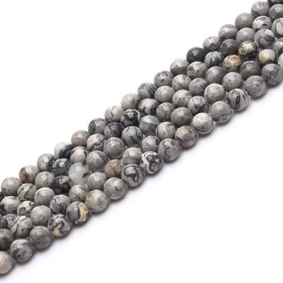 China Wholesale Faceted Na Beads Natural Map Jasper Round Beads in Loose Strands for sale