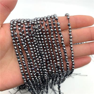 China Na Faceted Hematite Gemstone Beads 2mm, 3mm, 4mm Round Hematite Beads Strands for sale