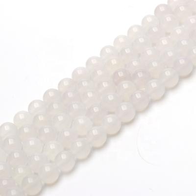 China Wholesale Natural Round Gemstone 4/6/8/10/12mm Na Loose Gemstone Beads Milky White Jade for sale