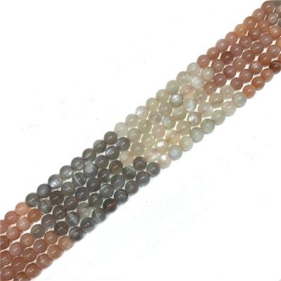 China Na Amazon Best Selling Moonstone Beads Soft Round Mix Color White Orange Moonstone Moonstone Beads for sale