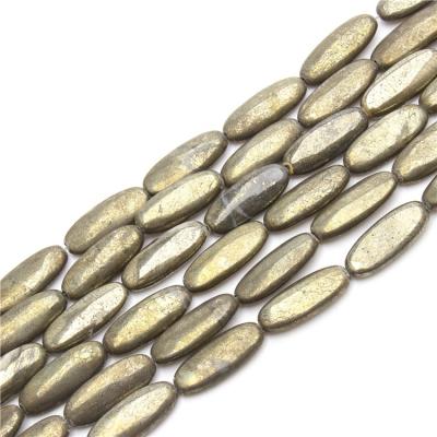 China 15 Inch Long Oval Natural Beads Beads Natural Gemstone Pyrite Beads For Jewelry Making for sale