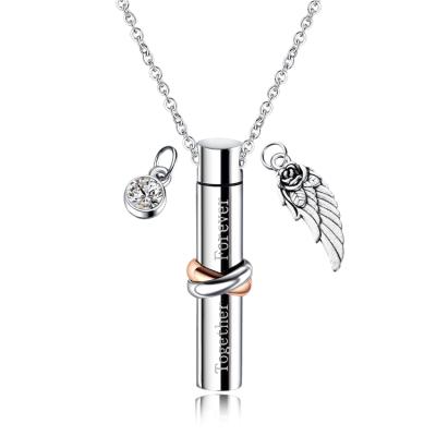 China CLASSIC Popular Cylinder Keepsake Stainless Steel Urn Pendant Necklace For Pet Ashes for sale