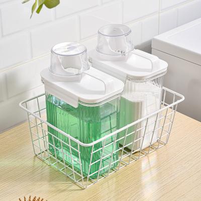 China Sustainable 1.5L/2L/2.8L Laundry Detergent Dispenser Bathroom Liquid Storage Container Plastic Soap Pump Dispenser Bottle With Handle for sale