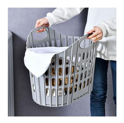 China Bathroom Foldable Laundry Storage Basket With Handle Dirty Clothes Organizer Basket Wall-mount Sundries Basket for sale