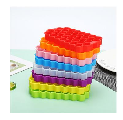 China Sustainable High Quality Silicone Honeycomb Ice Mold With Lid 37 Grids Ice Cube Box Household Ice Maker Trays for sale